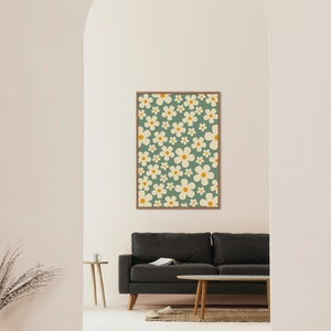 Instant download digital green daisy print, botanical wall art for floral decor enthusiasts.
