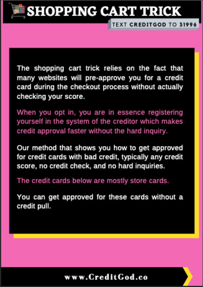 Shopping Cart Trick Hack Preapprovals for Bad Credit Store Credit