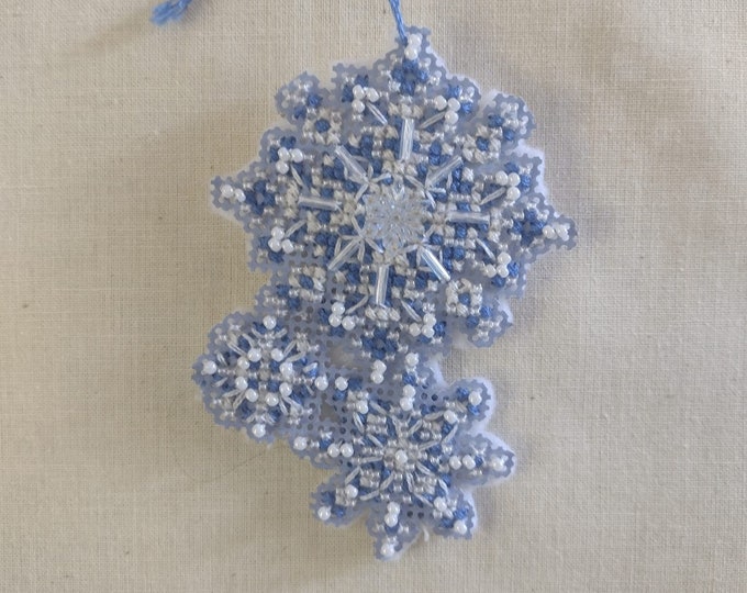 Beautiful Snowflake Cross Stitch with Beads Ornament