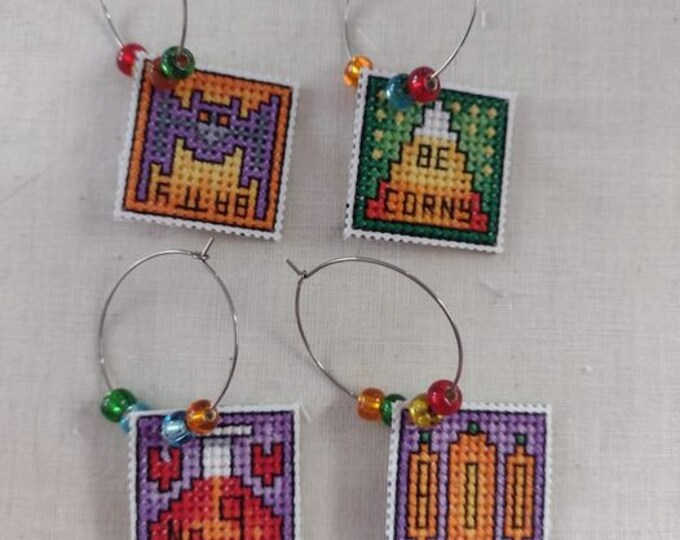 Handmade Halloween Wine Charms Set - Finished