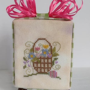 Spring Easter Basket Cross Stitch Cube