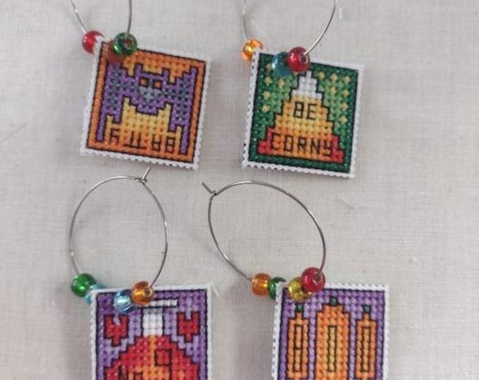 Handmade Halloween Wine Charms Set - Finished