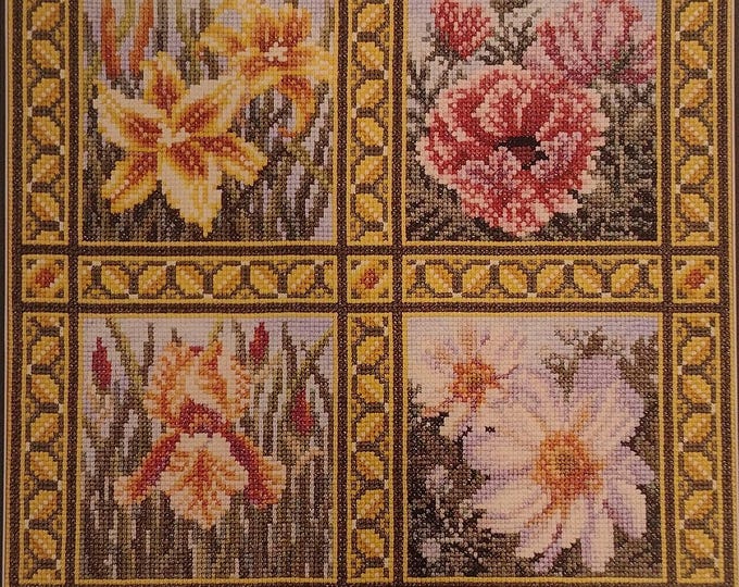 Gorgeous Flower Quartet (Conversion 3) Cross Stitch Design by Teresa Wentzler