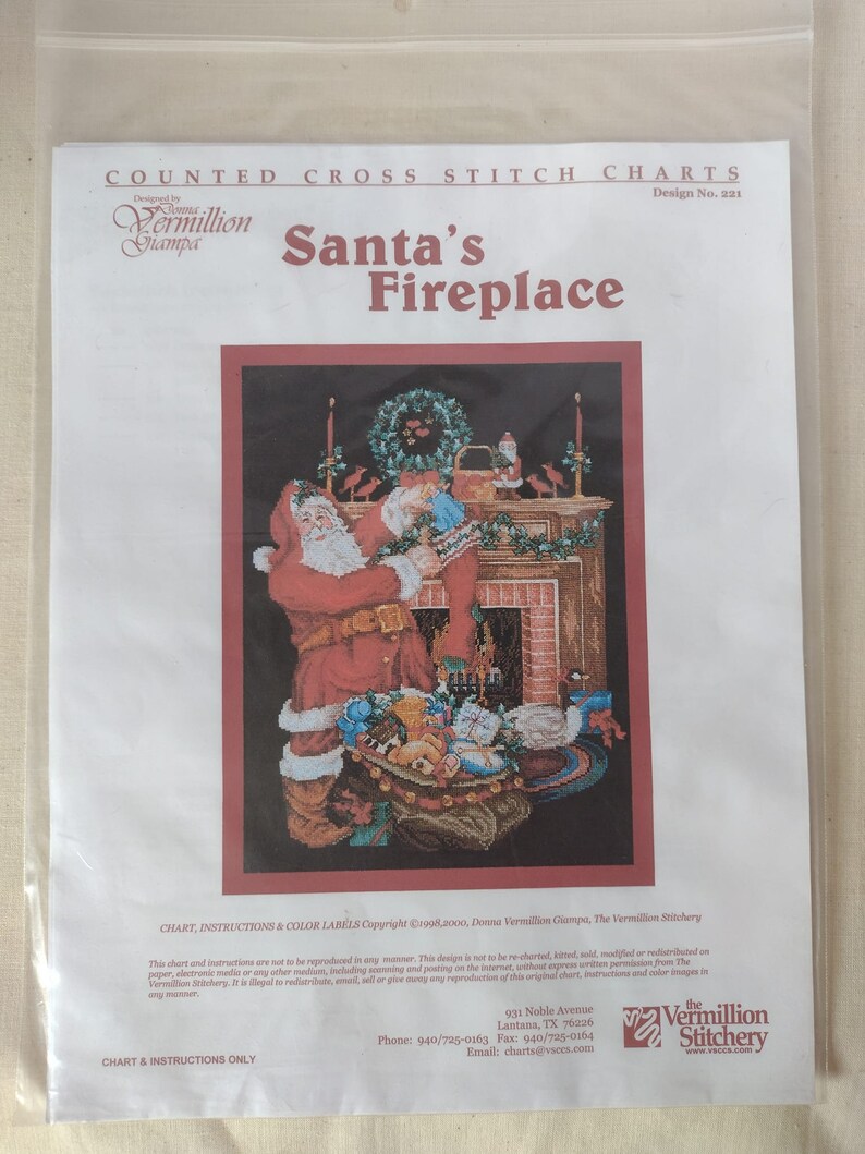 Santa's Fireplace Cross Stitch Pattern Designed by Donna Vermillion