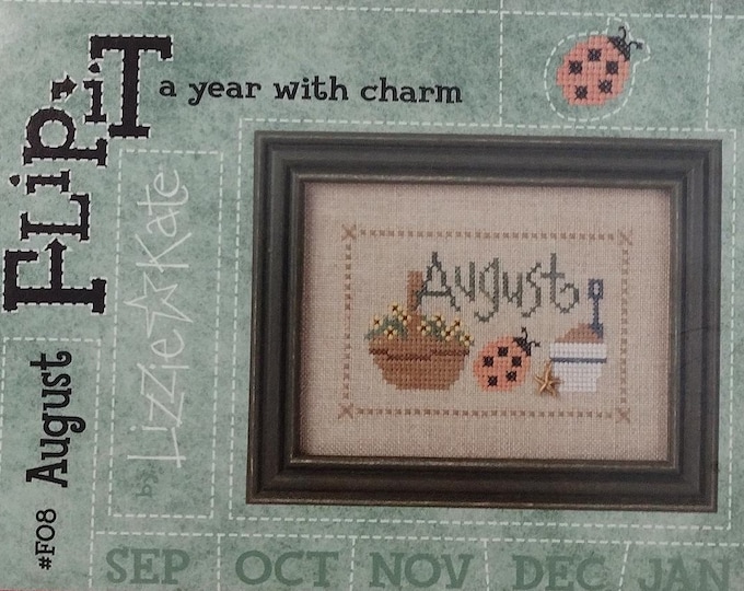 Adorable August (#F08) Flip-it Cross Stitch Design by Lizzie Kate