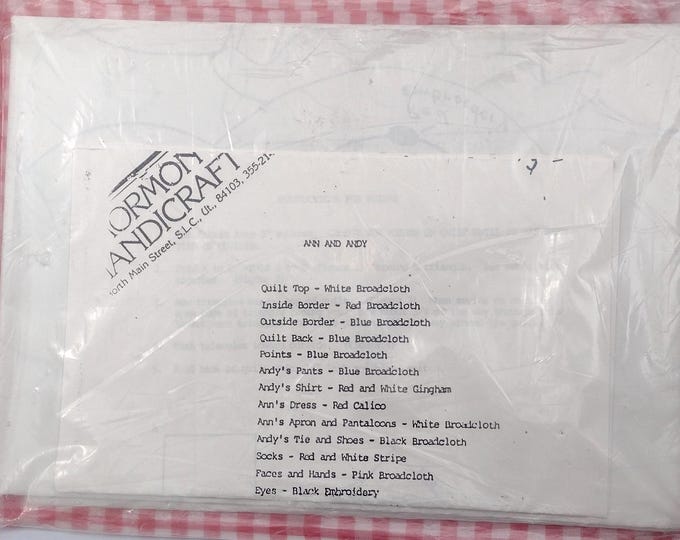 Unopened Ann and Andy Sewing Pattern by the Mormon Handicraft Store