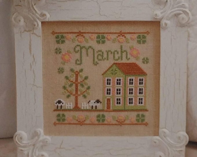 Lucky March Cottage (Cottage of the Month Series)  Cross Stitch Pattern designed by Country Cottage Needleworks