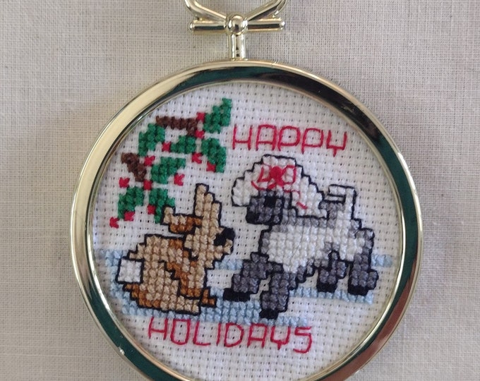 Cute Holidays Animals Cross Stitch Ornament