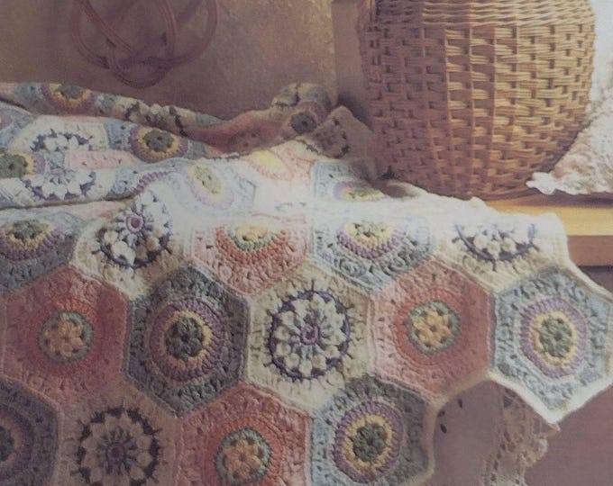 Pretty Pastel Crochet Afghan designed Marshall Cavendish Limited