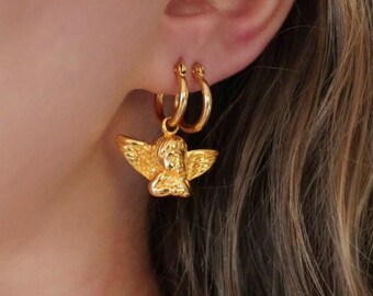 Angel earrings, angel necklace | Jewellery set |cherub necklace | Angel pendant | gift for daughter