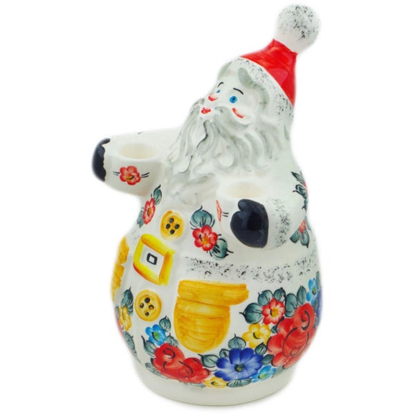 Polmedia Figurine de Noël du Père Noël 25,4 cm de haut sur le thème des petites fleurs H6704N Faite et peinte à la main en Pologne