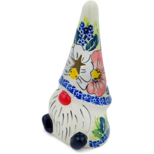 Polmedia Polish Pottery Candle Holder 7" UNIKAT Maroon Blossoms H1662P Handmade and hand painted by Ceramika Nina in Boleslawiec, Poland