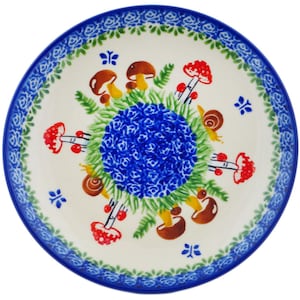 Polmedia Polish Pottery Plate 7.5" Gardens In Poland Theme H3100P Handmade and hand painted by Ceramika Bona in Boleslawiec, Poland