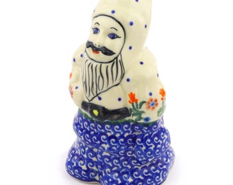 Polmedia Polish Pottery Santa Claus in Christmas Spring Flowers H9054F Handmade and hand painted by Ceramika Bona in Boleslawiec, Poland