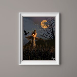 PRINTABLE Halloween Wall Art, Rustic Neutral Moody Print, Halloween Printables, Spooky Art, Scarecrow, Digital Download