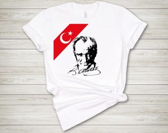 Turkish Flag and Ataturk Portrait T-Shirt, Celebrate Republic Day with Patriotic Pride. Perfect for October 29 or as a Turkish Holiday Gift!