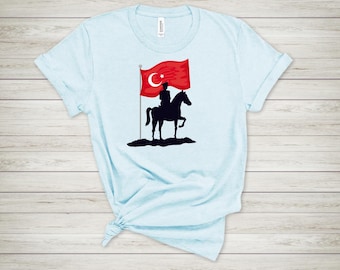 Turkish Flag and Ataturk Portrait T-Shirt, Celebrate Republic Day with Patriotic Pride. Perfect for October 29 or as a Turkish Holiday Gift!