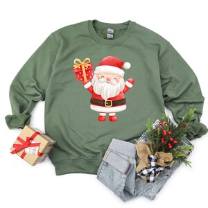 Santa Retro Christmas Sweatshirt, Vintage Christmas Shirt, Women&#39;s Christmas Sweatshirt, Trendy Holiday Cute Christmas Shirt, Gift For Her,