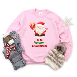 Santa Christmas Sweatshirt, Vintage Christmas Shirt, Women&#39;s Retro Christmas Sweatshirt, Trendy Holiday Cute Christmas Shirt, Gift For Her,