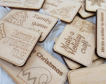 36 Christmas Advent tokens, Kids Christmas activities, reusable Advent calendar tokens