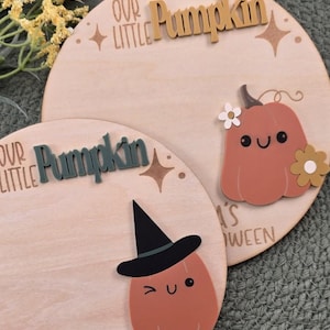 Personalized Halloween sign, Baby's First Halloween Keepsake, Our little Boo, DIY handprint sign, Our little pumpkin.