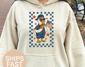 Patriotic Goose Hoodie Funny Memorial Day Sweatshirt, Gildan 18500,American Goose , 4th of July