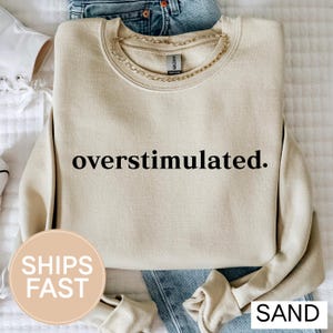 Overstimulated Sweatshirt,Sarcastic Gift,Anxiety Sweatshirt,Mental Health Sweater,Humorous Embroidered Crewneck,Gift For Her