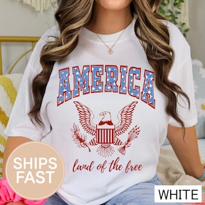 USA Shirt Comfort Colors 1717 – Red White & Blue Summer BBQ Shirt, Women’s 4th of July Tee, America Graphic T-Shirt