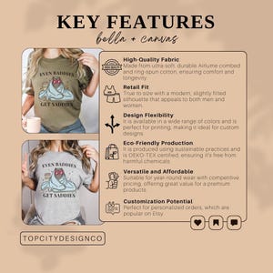 a woman wearing a t - shirt that says key features