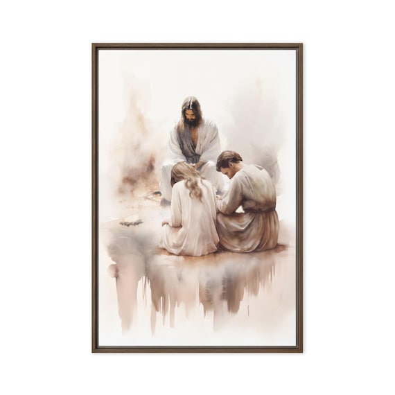 Eternal Companion / Couple With Jesus Christ / Modern Framed
