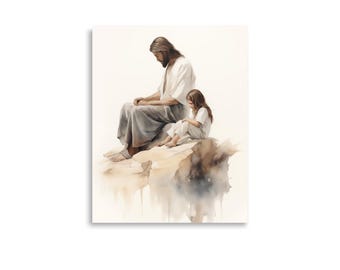 Niño de Dios / Jesús con un niño / Arte cristiano y mormón / Listo para enmarcar