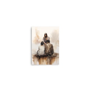 Couple Embraces The Faith / Jesus Christ / Christian & LDS-kunstwerk / Klaar om in te lijsten