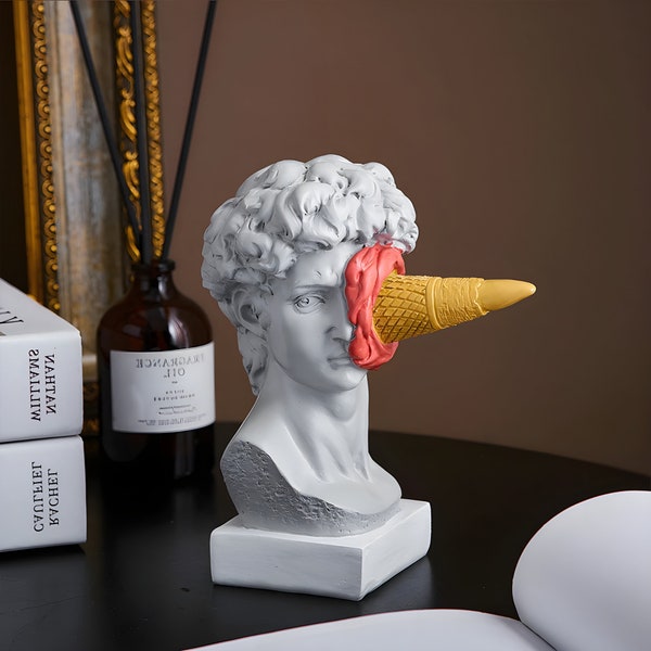 Contemporary Nordic Style Ice Cream David Figurine – Unique Home Decor Sculpture | Office Decor | Bookshelf | Desktop Art Display