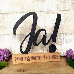 Individual wedding gift wooden oak stand with engraving 3D saying lettering – wedding gift cash gift personalization
