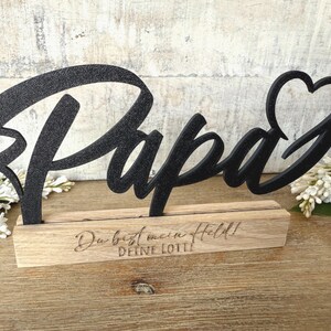 Regalo personalizable para el Día del Padre: Soporte para papá de roble con grabado y letras 3D: Idea de regalo para personalizar a papá