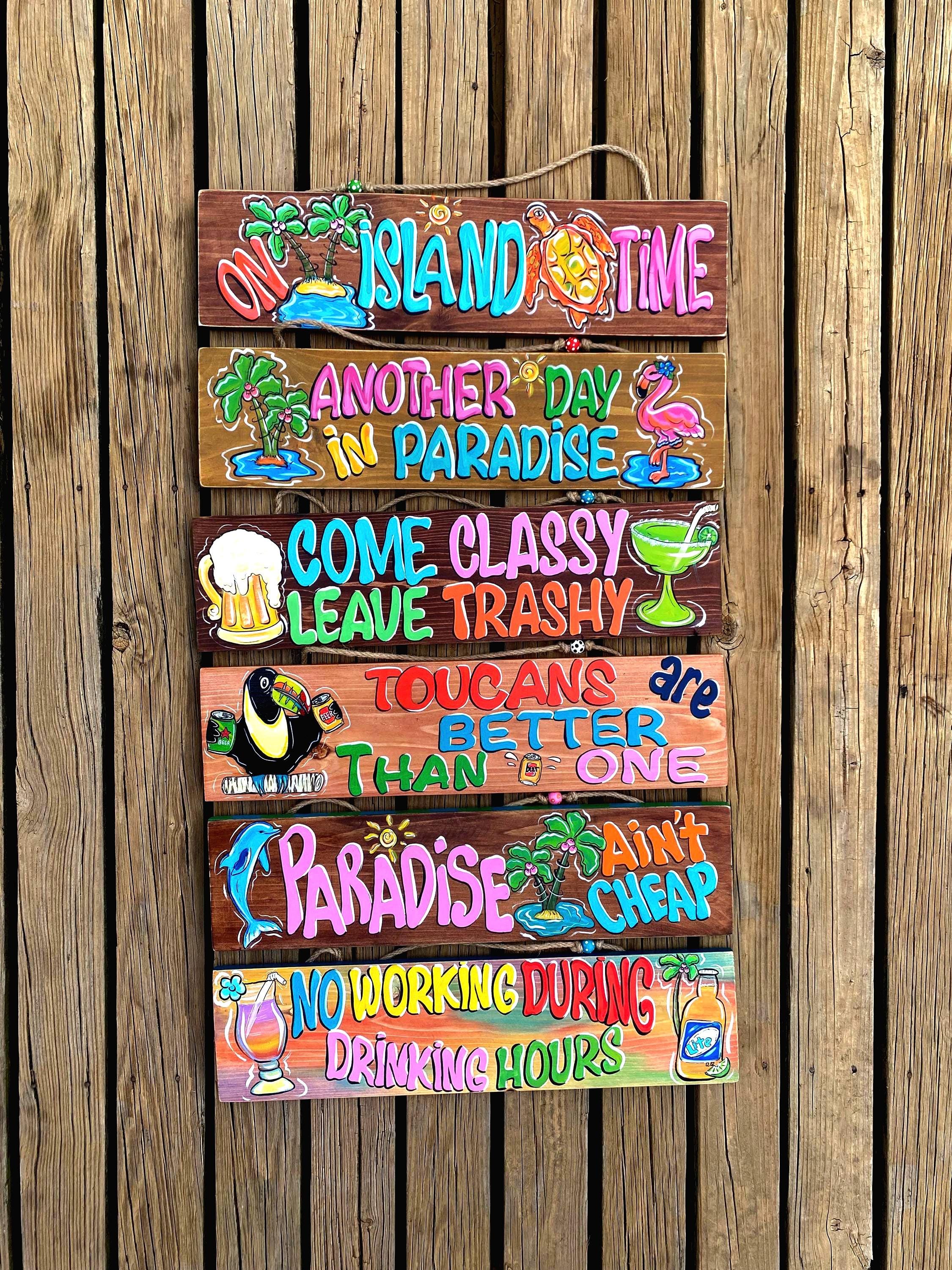 Outdoor Color Signs Vibrant Colorful Patio Signs, Original Painting on Solid Wood Plank ...