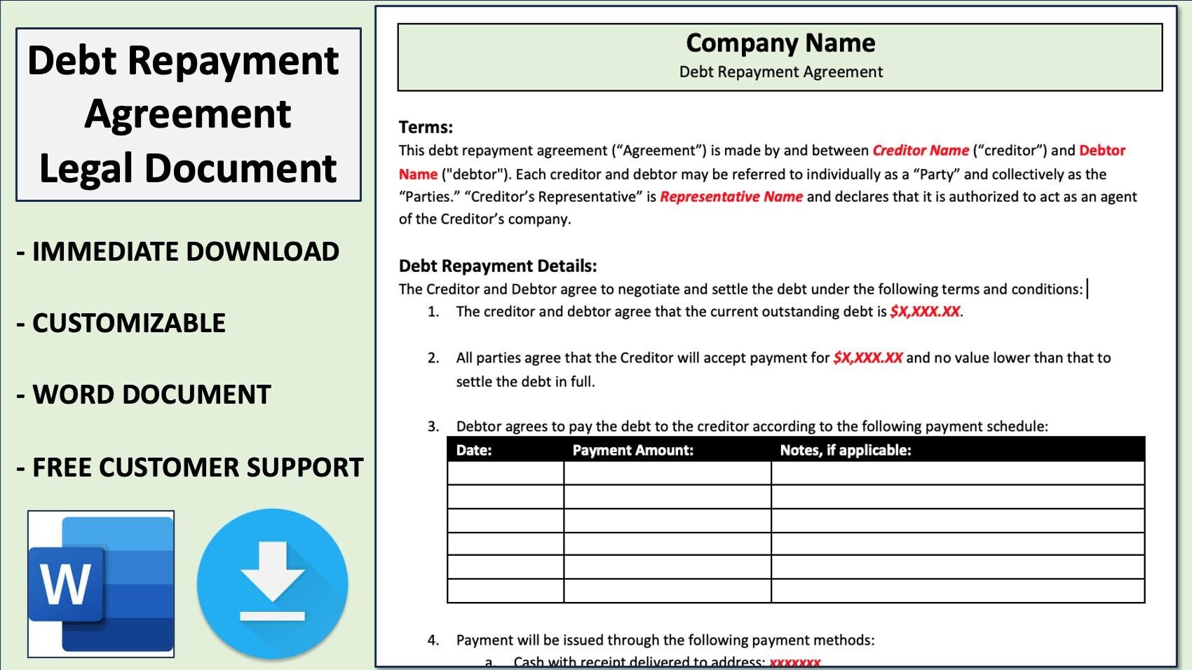 Debt Repayment Agreement | Debt Settlement Contract | Cheap Legal ...