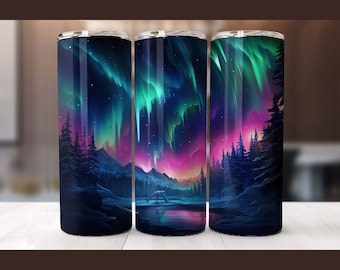 Northern Lights 20 oz beker wrap png-ontwerp beker sublimatie download Aurora Borealis