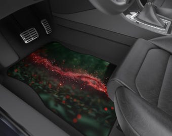 Spiritual Orbes Mythical Floor Mats Car Mats (Set of 4) | Celestial Symbols, Mystical Decor, Black and Red Auto Decor