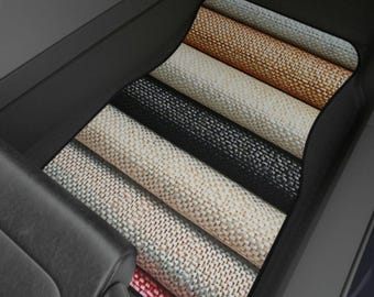 Neutral Striped Serape Car Mats, Faux Burlap Fabric 4 Set Auto Liners, Boho Gifts