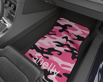 Personalized Pink Camouflage Car Mats Set of 4, Custom Camo Floor Liners, New Car Gifts, New Driver Present