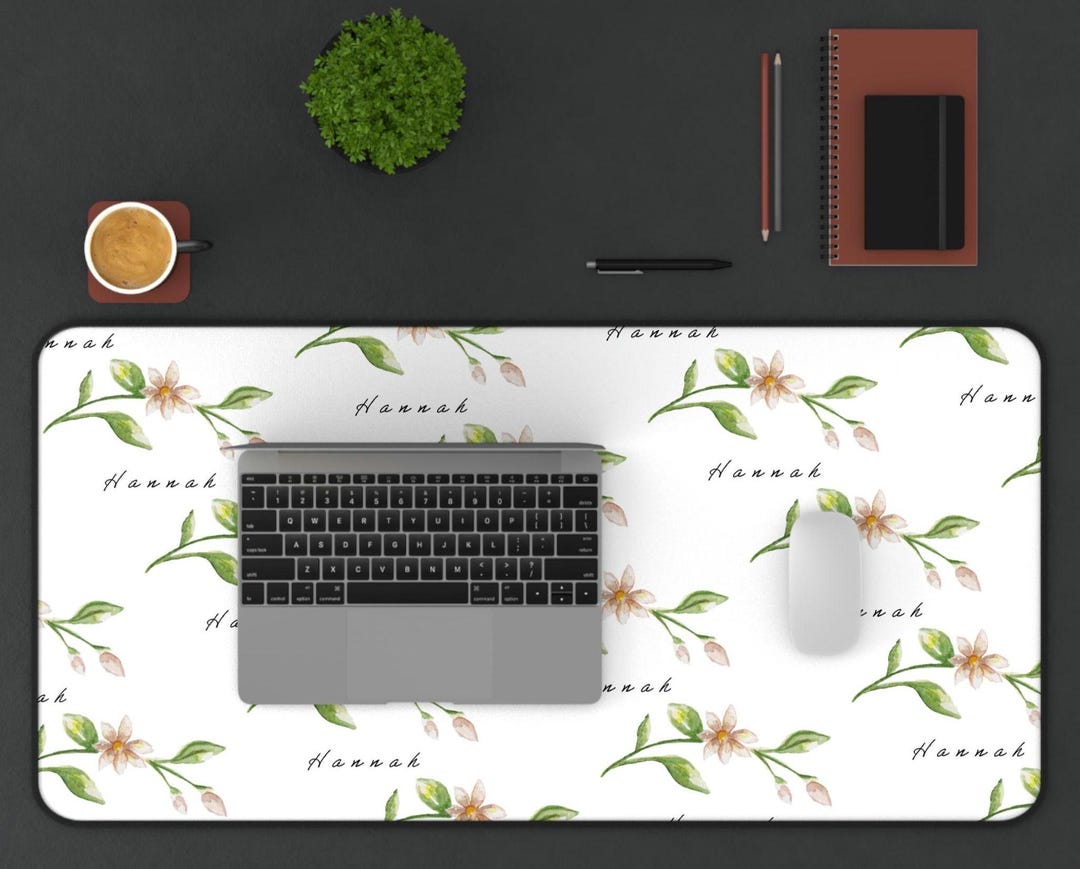 Personalized Floral Desk Mat: Custom Name Mousepad, Dorm Decor - Etsy