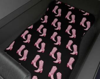 Pink Cowgirl Boot Car Mats - Western Decor - Set of 4