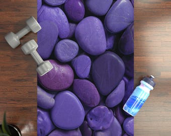 Esterilla de yoga de guijarros morados, ecológica, ideal para amantes del yoga, meditación, fitness, entrenamiento en casa y gimnasio.