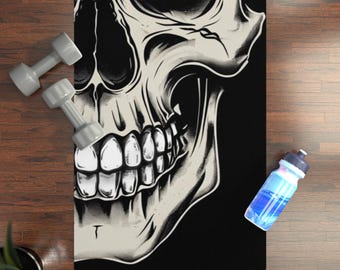 Skull Yoga Mat, Rubber Yoga Mat, Skeleton Pilates Workout Pad