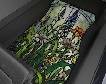 Stained Glass Wildflower Car Mats