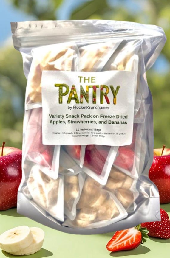 Variety Snack Pack of Freeze Dried Apples, Strawberries, & Bananas