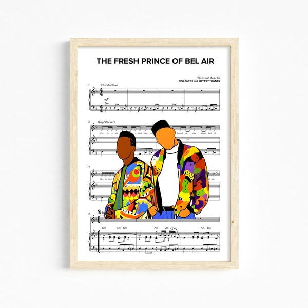 A4 Print Fresh Prince Of Bel Air Music Sheet Print - Fresh Prince Of Bel Air Music Print - Home or gift idea - A4 Print