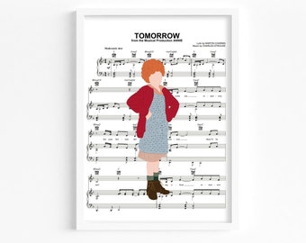 Digital download Annie Tomorrow Music Sheet Print - Annie Tomorrow Music Print - Home or gift idea - A4 Digital download