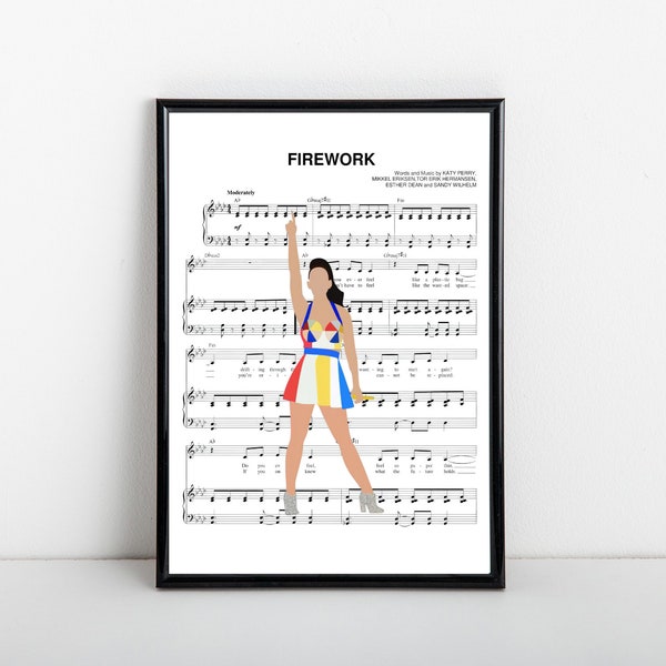 Download digitale Katy Perry Music Sheet Print - Katy Perry Firework Music Print - Casa o idea regalo - Download digitale A4